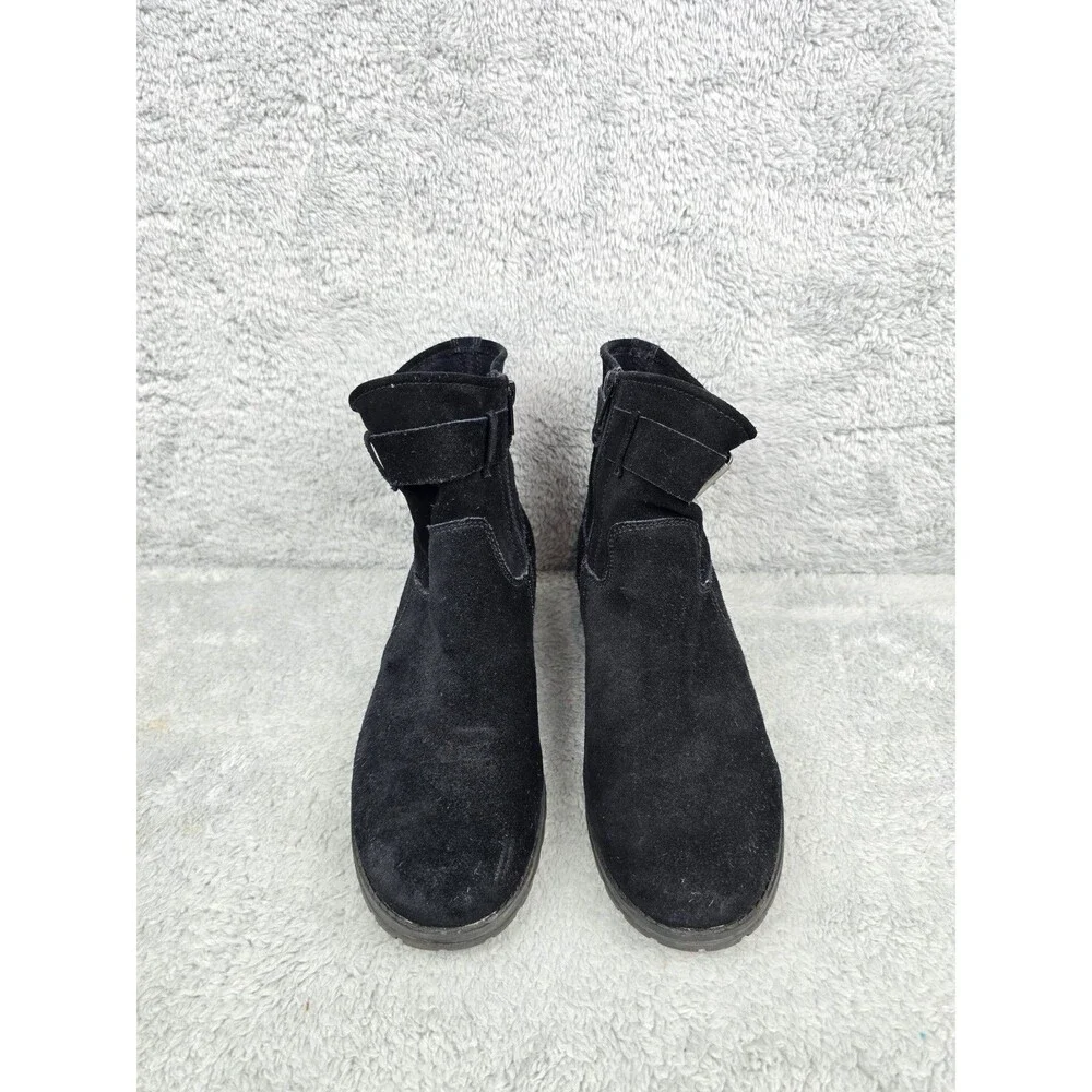 ​Clarks Collection Womens Black Suede Ankle Boots Size 8.5 M Zip Buckle Comfort